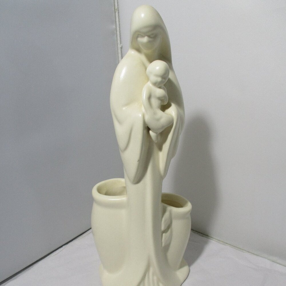 Vintage Haeger USA Ceramic Art Pottery Vase Figurine Madonna Mother  & Child